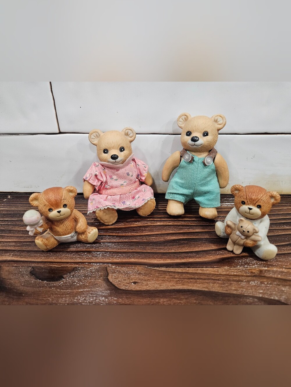 Lucy and Me Vintage 1982 Ceramic Teddy Bear Figurines with Movable Arms & Legs